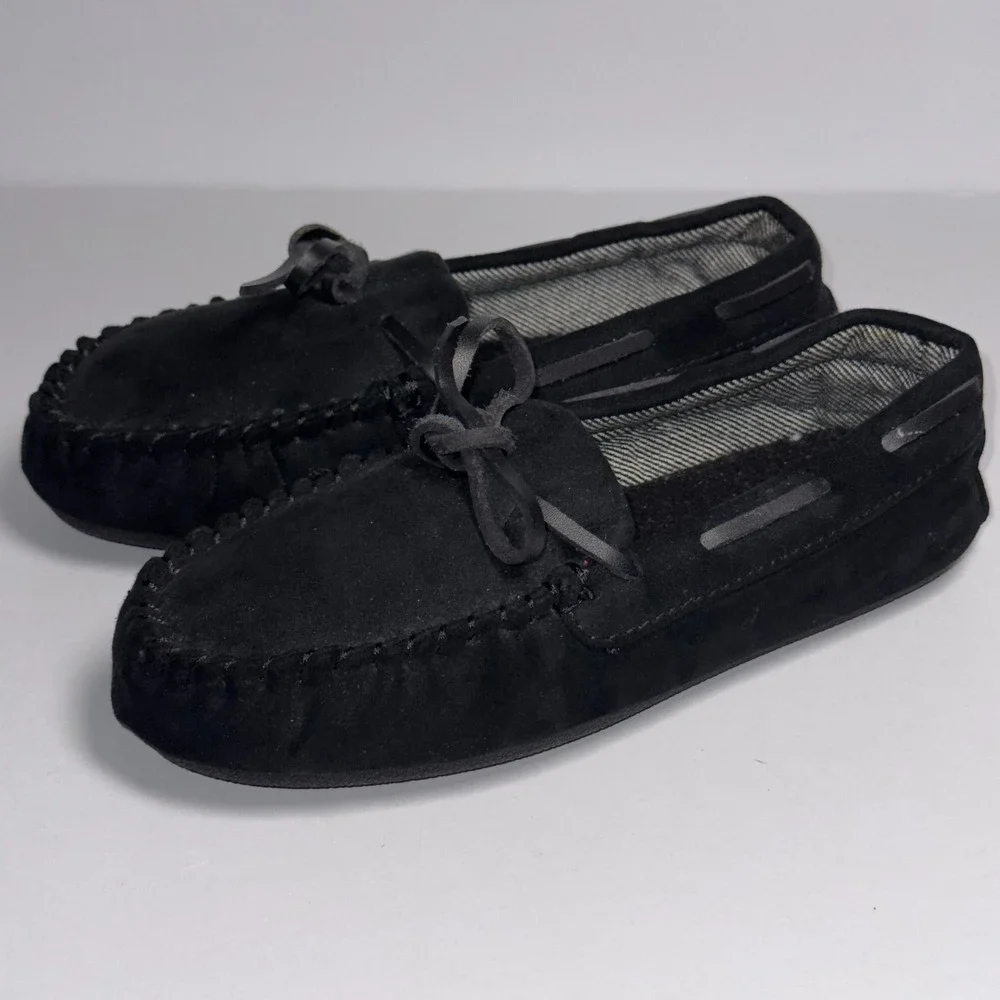 Cat & Jack Boys Black Lionel Moccasin‎ Slippers Size 1